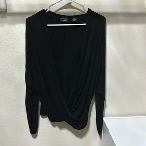 Black, Faux Wrap Style Cardigan, Size Large